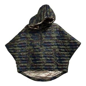 Think Royln Puffer Poncho Womens Medium XS/sm Green Camo Gorpcore Streetwear